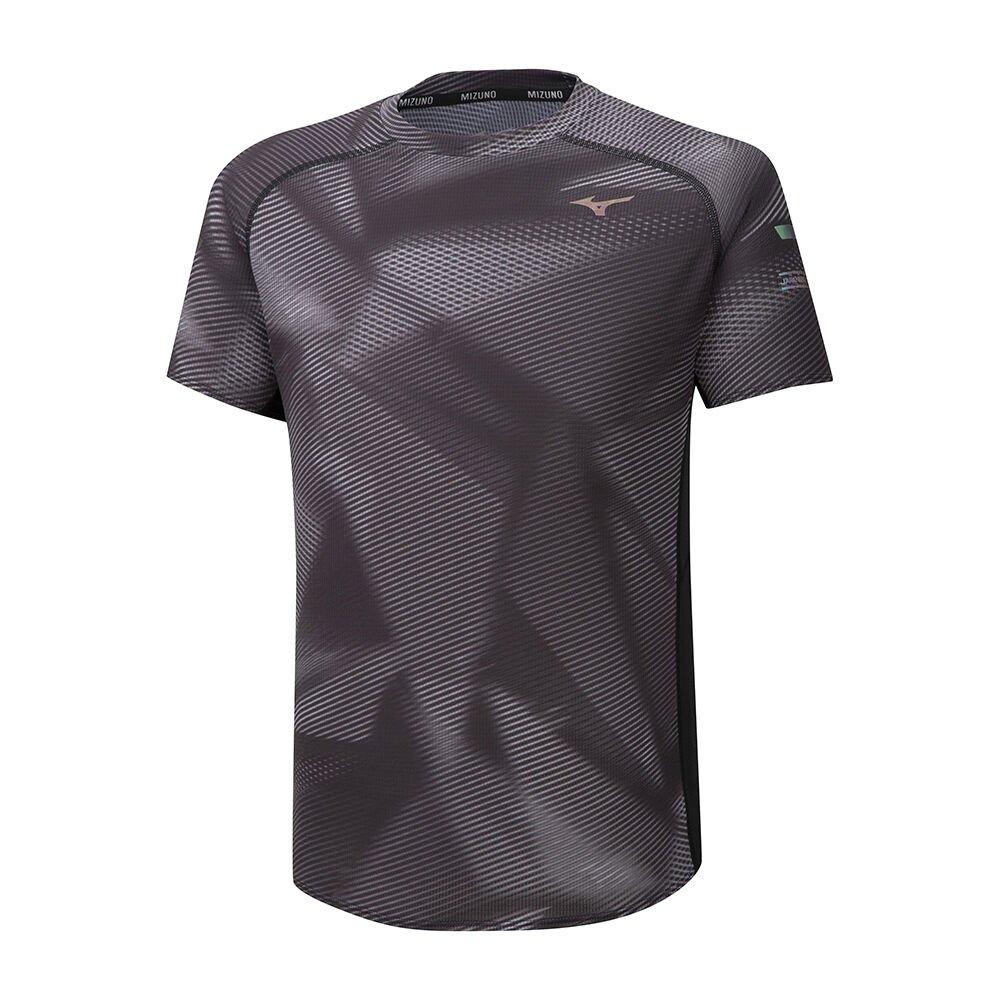 Men's Mizuno Running T-Shirts Black Aero Graphic Apparel - J2GA000109